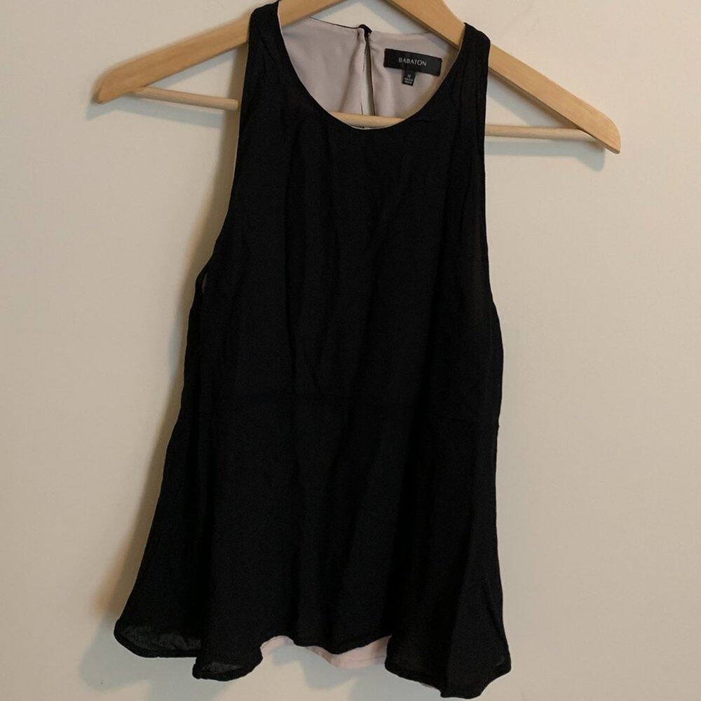 Babaton Womens Size XS Sleeveless Top Layered Tank Shell Blouse Career Black